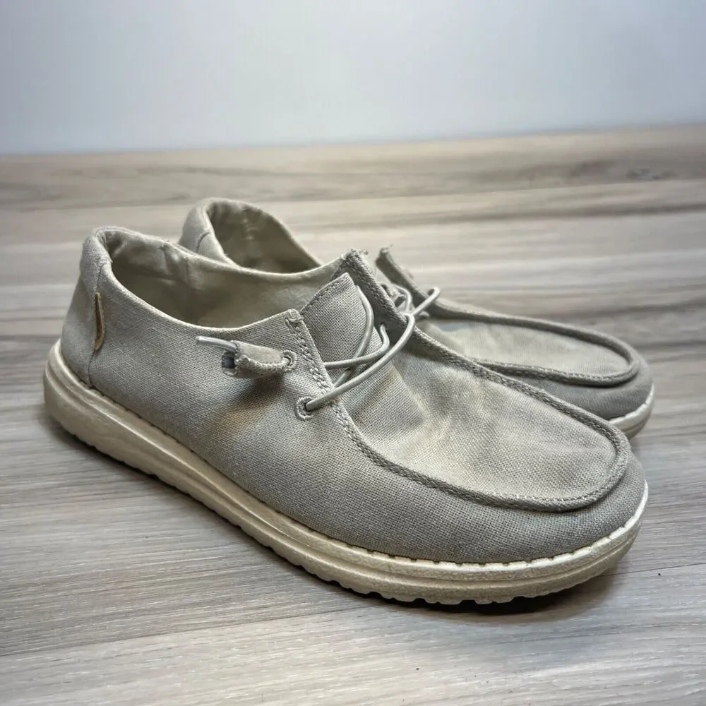 Hey Dude Wendy Womens Casual‎ Shoes Sz 6 Chambray Light Grey Slip On Lightweight
